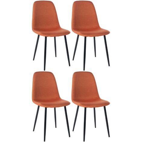 Set di 4 sedie da pranzo dal design semplice con gambe in metallo nero e seduta in tessuto arancione 100001836