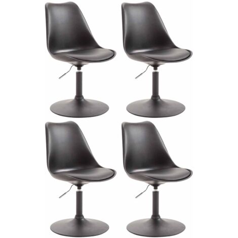 Set di 4 sedie da pranzo girevoli, regolabili in altezza, base a tromba in plastica nera e metallo nero 100001808