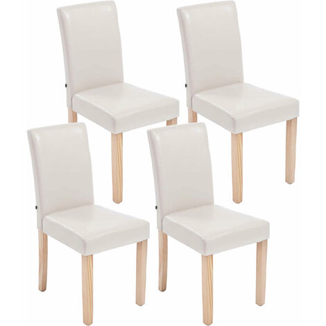Set di 4 sedie da pranzo in finta pelle Ina crema natura