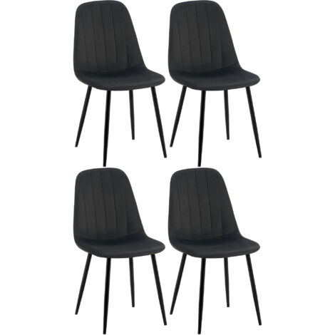 Set di 4 sedie da pranzo in velluto Baxter nero