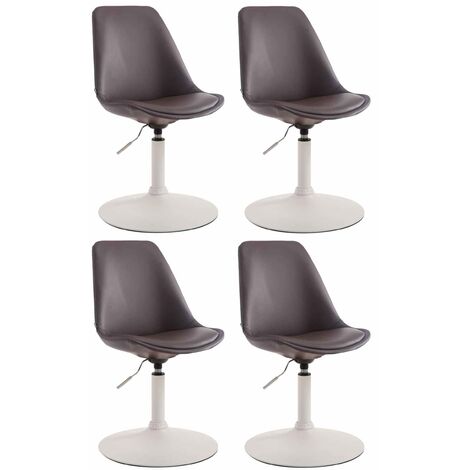 Set di 4 sedie da pranzo Maverick in ecopelle marrone bianco