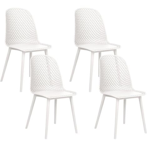 Set di 4 sedie da pranzo moderne e minimaliste Seduta sintetica bianco Gambe a rete Schienale aperto Emory