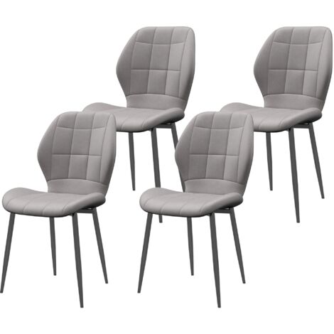 Set di 4 Sedie da Pranzo Moderne per Cucina e Soggiorno 47x57x85 cm Rivestimento in Flanella Grigio