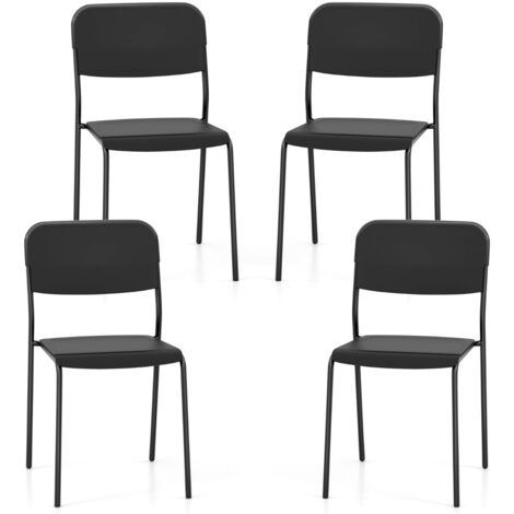 Set di 4 sedie da pranzo moderne, Sedie da cucina accumulabili con schienale inclinato e gambe metalliche Nero