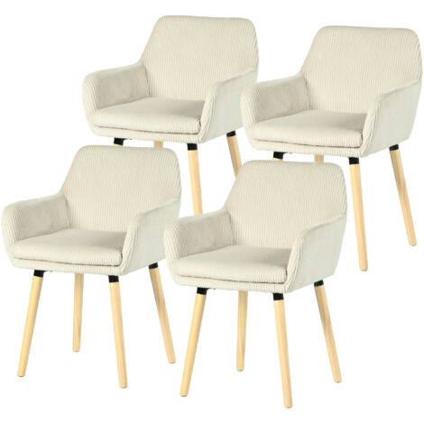 Set di 4 sedie da sala da pranzo stile scandinavo in velluto a coste, ELIA