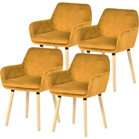 Set di 4 sedie da sala da pranzo stile scandinavo in velluto a coste, ELIA
