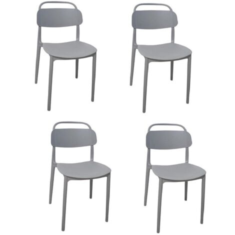Set di 4 Sedie da tavolo in cucina  grigio design moderno senza braccioli eleganti comode per tavola giardino piscina terrazzo esterno interno