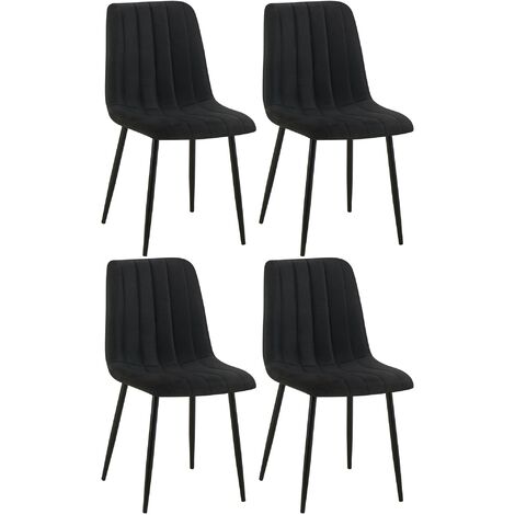 Sedie design nere in tessuto velluto, metallo e motivo a intreccio rattan  naturale (set di 2) TOLMA - Miliboo