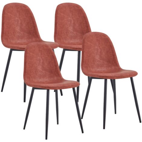 Set di 4 sedie in pelle PU marroni con gambe metallo - Bella
