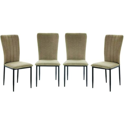 Set di 4 sedie in tessuto con gambe in metallo nero L43 cm - HOLLY
