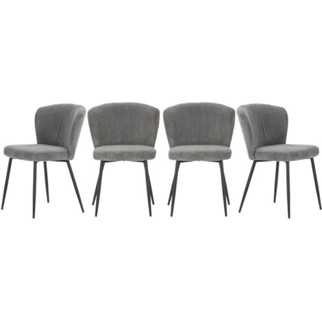 Set di 4 sedie in velluto a coste con gambe in metallo nero L47 cm - MEGAN