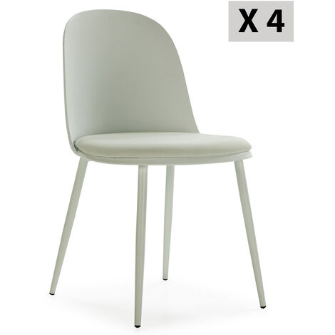 Set di 4 sedie Kana verdi, gambe in metallo e sedile imbottito