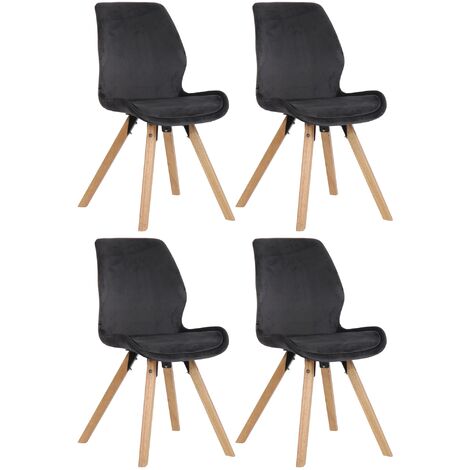 Set di 4 sedie Luna grigio scuro Velluto