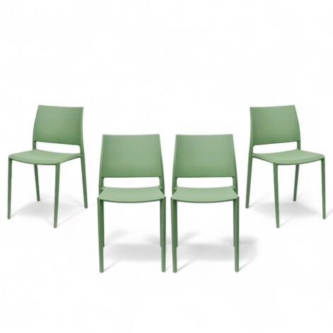 Set di 4 Sedie Milano Polipropilene Ristorante Bar Verde
