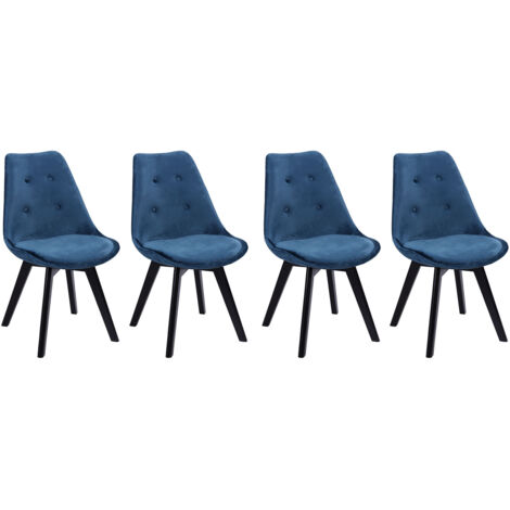 Set di 4 sedie NORA in velluto blu con cuscino