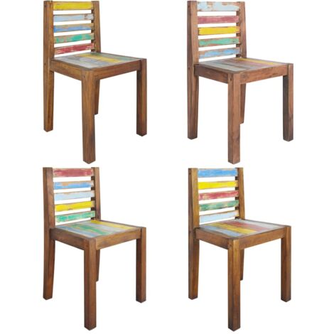Set di 4 sedie per sala da pranzo da cucina in legno massello di recupero dal design vintage CDS021332