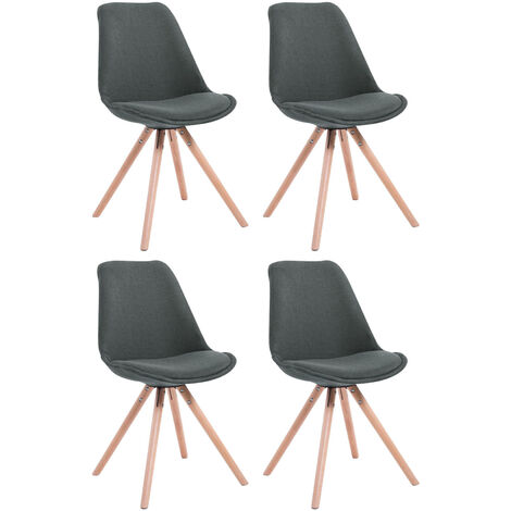 Set di 4 sedie per visitatori Toulouse Fabric Round grigio scuro natura