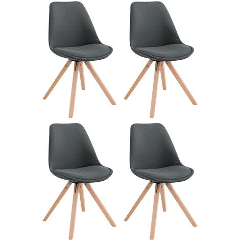 Set di 4 sedie per visitatori Toulouse Fabric Square grigio scuro natura