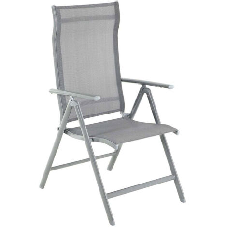 Set di 4 sedie pieghevoli da giardino seduta da esterno struttura robusta in alluminio schienale regolabile in 8 posizioni portata 150 kg grigio 120001666