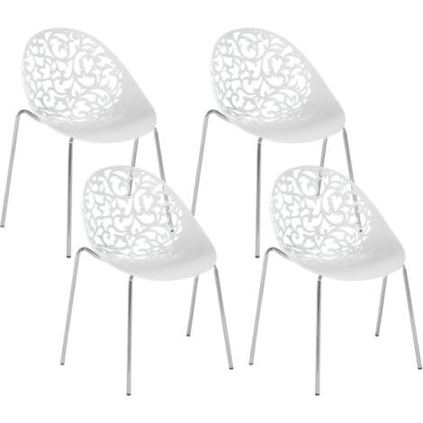 Set di 4 sedie plastica bianco schienale decorativo traforato Mumford