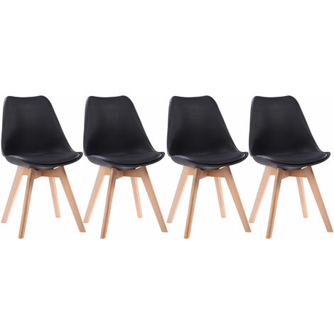 Set di 4 sedie scandinave nere NORA con cuscino
