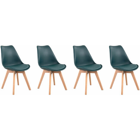 Set di 4 sedie scandinave NORA blu con cuscino