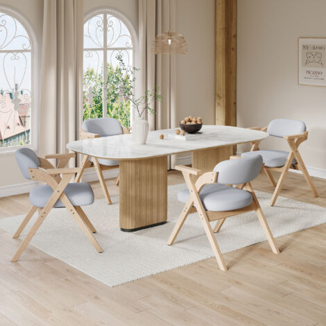 Set di 4 sedie struttura solida base antiscivolo pieghevoli legno grigio per sala da pranzo