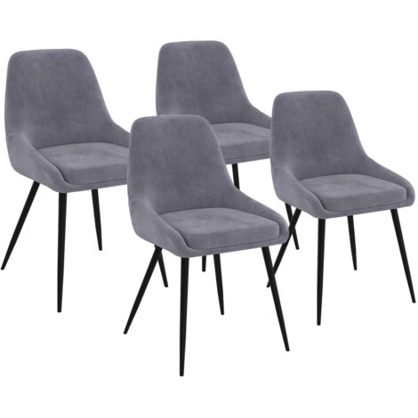 Set di 4 sedie THALYA in velluto grigio chiaro con braccioli