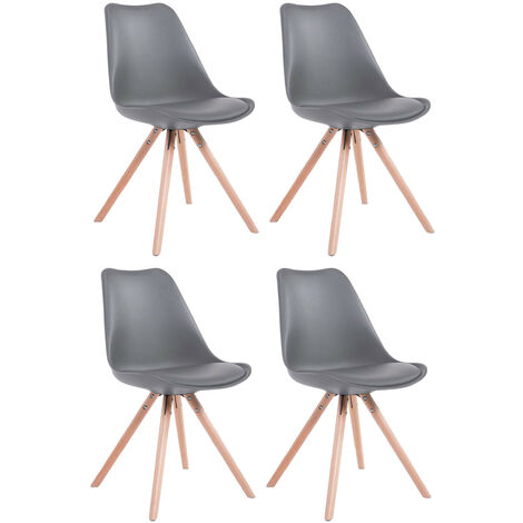Set di 4 sedie Toulouse in ecopelle rotonde grigio natura