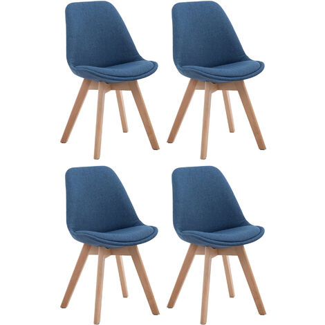 Set di 4 Sedie Visitatore Tessuto Borneo blu natura