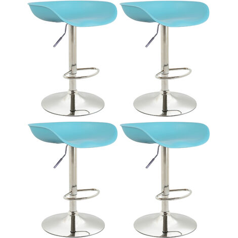 Set di 4 sgabelli da bar Anaheim in plastica blu cromo