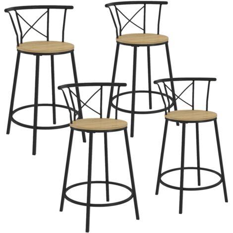 Set di 4 sgabelli da bar bistrot DETROIT con schienale arrotondato dal design industriale