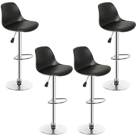 Set di 4 Sgabelli da Bar Cucina in finta pelle,per Cucina, Sala da Pranzo, Soggiorno,Nero