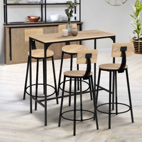 Set di 4 sgabelli da bar DETROIT, seduta rotonda con schienale dal design industriale