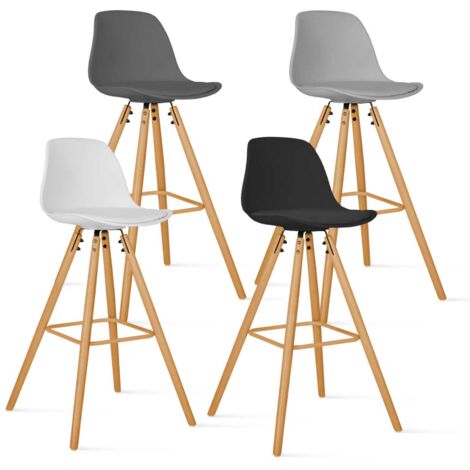 Set di 4 sgabelli da bar SARA in grigio scuro, grigio chiaro, bianco e nero