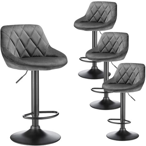 Set di 4 sgabelli da bar, sgabelli da cucina con schienale, altezza regolabile, sedie per cucina, bar, caffetteria, grigio scuro