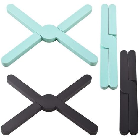 Set di 4 sottopentola pieghevoli in silicone, sottopentola isolanti elastici in silicone ecologico, cuscinetti riscaldanti, design a croce pieghevole