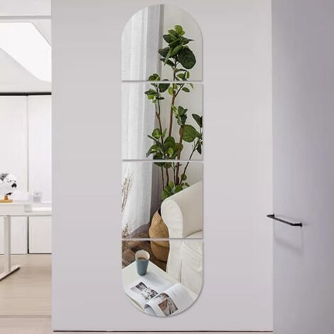 Set di 4 specchi grandi ovali a figura intera, acrilico HD, infrangibile, da attaccare alla parete, specchio per trucco lungo senza vetro, ideale per la sala giochi dei bambini