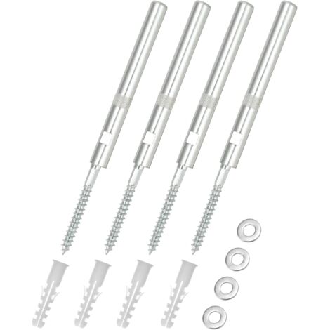 Set di 4 staffe invisibili per mensole a muro Ø12x120mm, fissaggi per mensole in acciaio, rondelle e tasselli inclusi - capacità di carico 20 kg