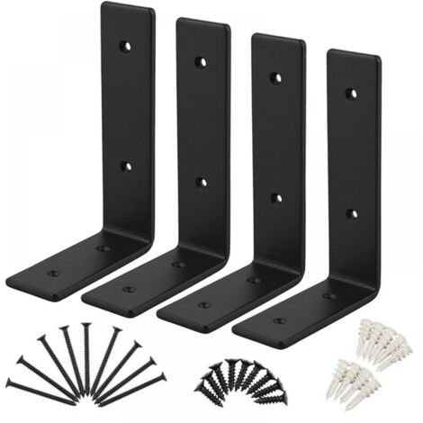 Set di 4 staffe metalliche industriali a L, da 15 cm, con elevata capacità di carico per mensole a muro robuste.