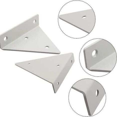 Set di 4 staffe per mensole triangolari, montaggio a parete per giardino, cucina, soggiorno, capacità di carico 20 kg con viti, bianco
