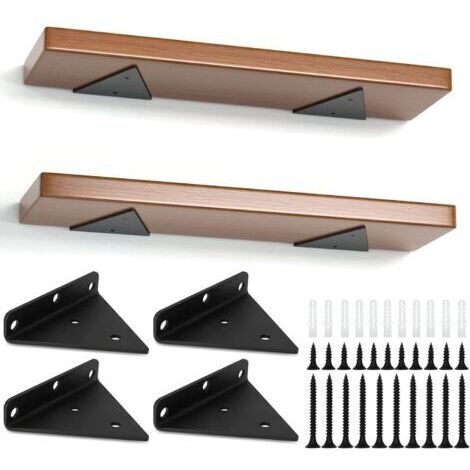 Set di 4 staffe triangolari per mensole, supporti per mensole flottanti in ferro da 8 cm, staffe metalliche a parete per mensole a vista fai-da-te