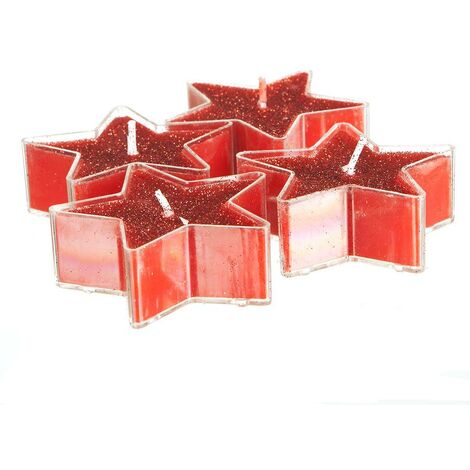 Set di 4 stelle luminose glitterate 24g rosso - Feeric lights & christmas