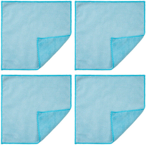 Set di 4 strofinacci multiuso in microfibra turchese, 30,5 x 30,5 cm