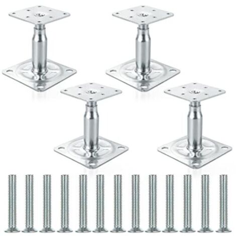 Set di 4 supporti per pali rialzati zincati regolabili da 100 a 150 mm, supporto per tetti ad alta resistenza per l'edilizia