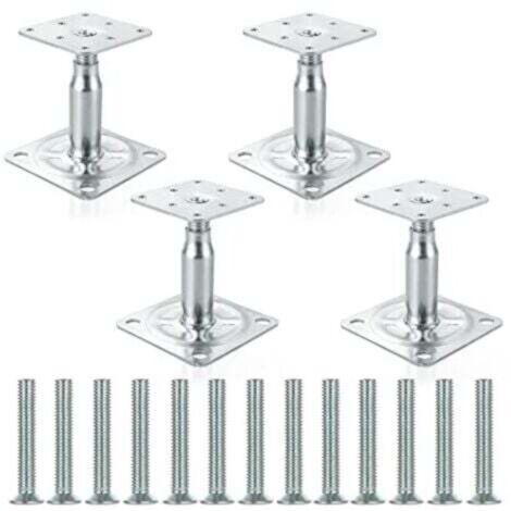 Set di 4 supporti regolabili per pali di sostegno in acciaio zincato resistente (130-180 mm) per tetti di cantieri edili.