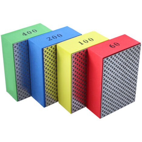 Set di 4 tamponi diamantati per lucidatura piastrelle, vetro, ceramica, blocchi abrasivi, lucidatura grana 60, 100, 200, 400