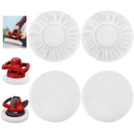 Set di 4 tamponi lucidanti in lana d'agnello per lucidatrice orbitale, 220-250 mm