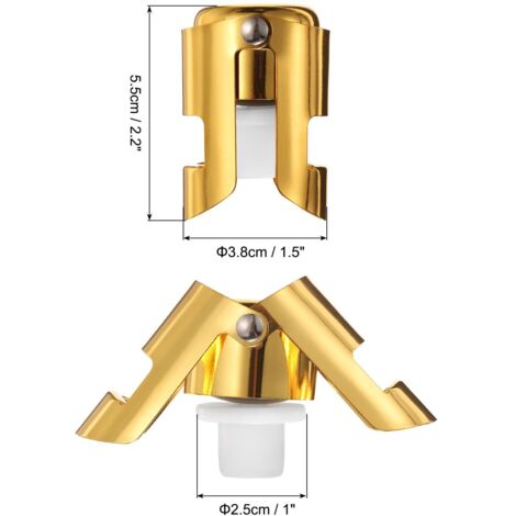 Set di 4 tappi per champagne in acciaio inox - Tappo in sughero - Antigoccia - Antibolle - Per spumante - Oro