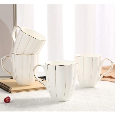 Set 4 Tazzine Da Caffè In Bone China - Design Bianco Da 9,5 Cl Per Espresso - Foto 4